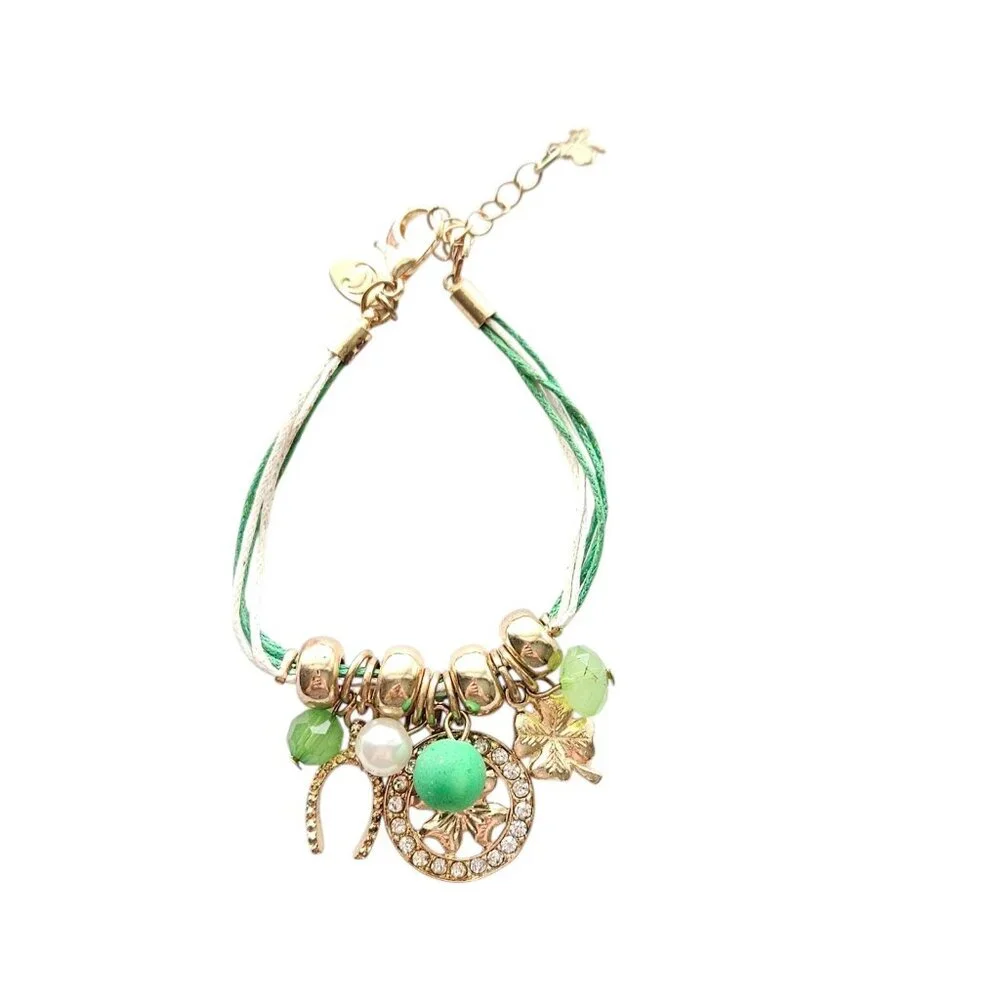 Charming Charlie St. Patrick's Day Bracelet - Lucky Horsehoe, 4 Leaf Clover
